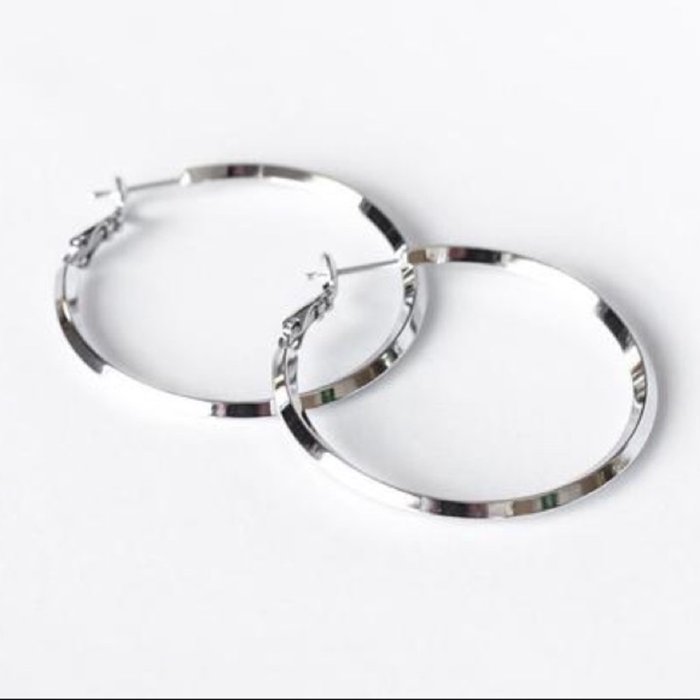 1.5 inch silver hoops